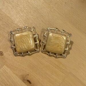 Vintage Gold Clip On Square Earrings